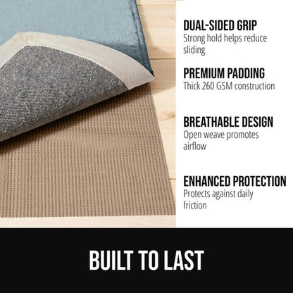GORILLA GRIP Bath Rug - Non-Slip Gray Bathroom Mat with Rug Gripper | 24x17 Inches, Beige Bundle