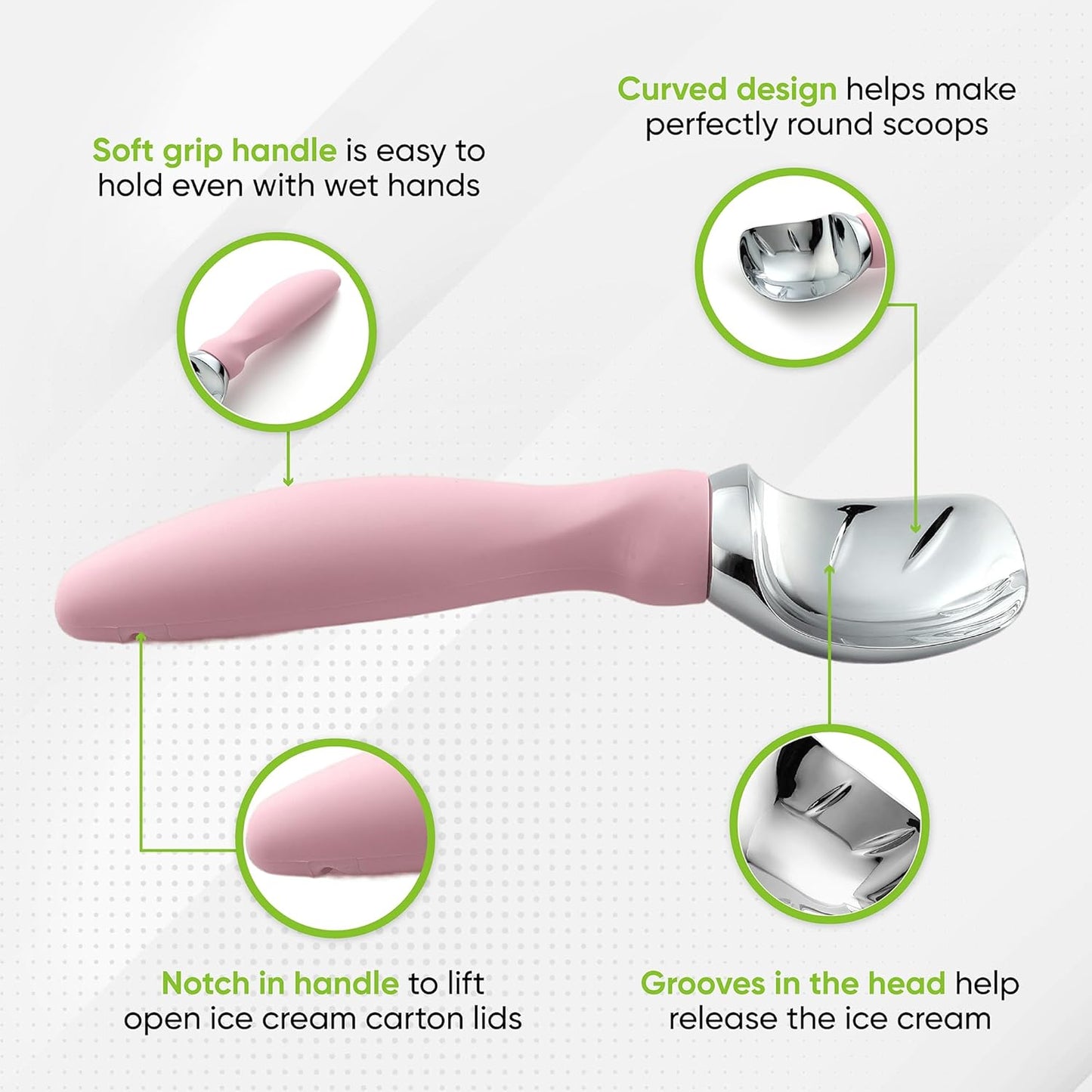 Spring Chef Ice Cream Scoop - Professional Heavy-Duty Scooper with Soft Grip Handle | Perfect for Gelato, Sorbet, Cookie Dough