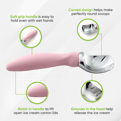 Spring Chef Ice Cream Scoop - Professional Heavy-Duty Scooper with Soft Grip Handle | Perfect for Gelato, Sorbet, Cookie Dough