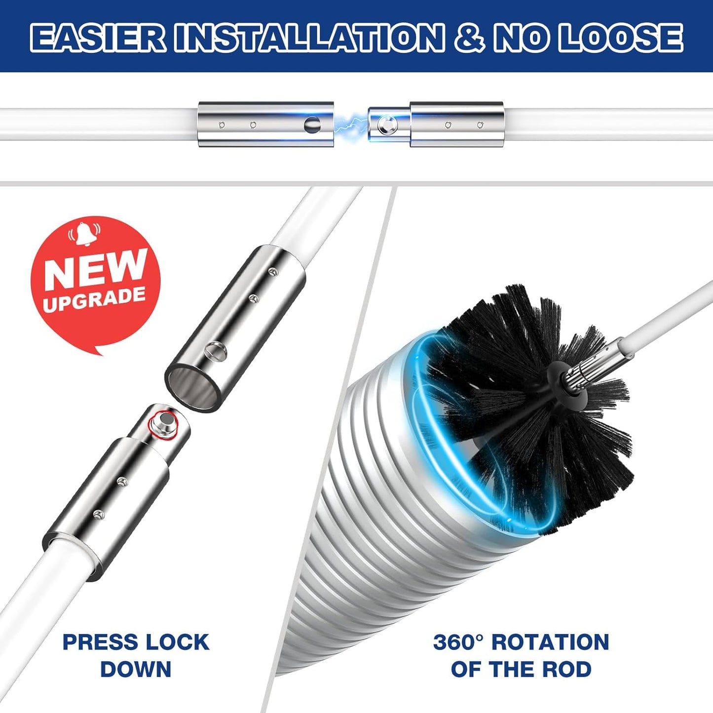 PetOde Dryer Vent Cleaner Kit - 32 Feet Flexible Brush with Quick Snap Drill Attachment for Effective Cleaning