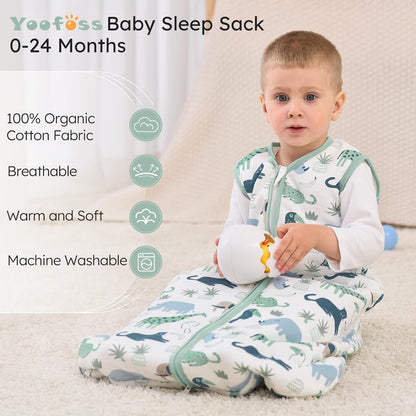 Yoofoss Baby Sleep Sack - 1.5 Tog Wearable Blanket for 12-18 Months | 100% Organic Cotton, Soft & Warm