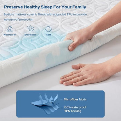 BEDLORE Waterproof Mattress Protector - Soft, Breathable Full Size Pad for Deep Pocket Beds (White)