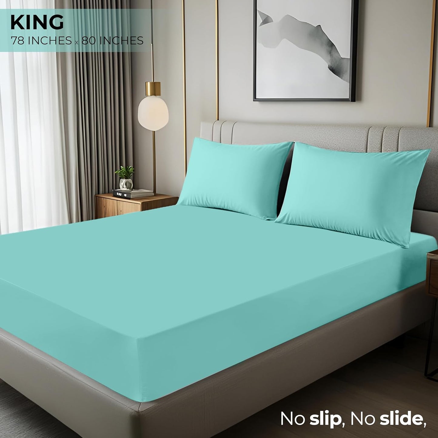 Utopia Bedding King Fitted Sheet - Deep Pocket Soft Microfiber - Spa Blue - Shrinkage & Fade Resistant