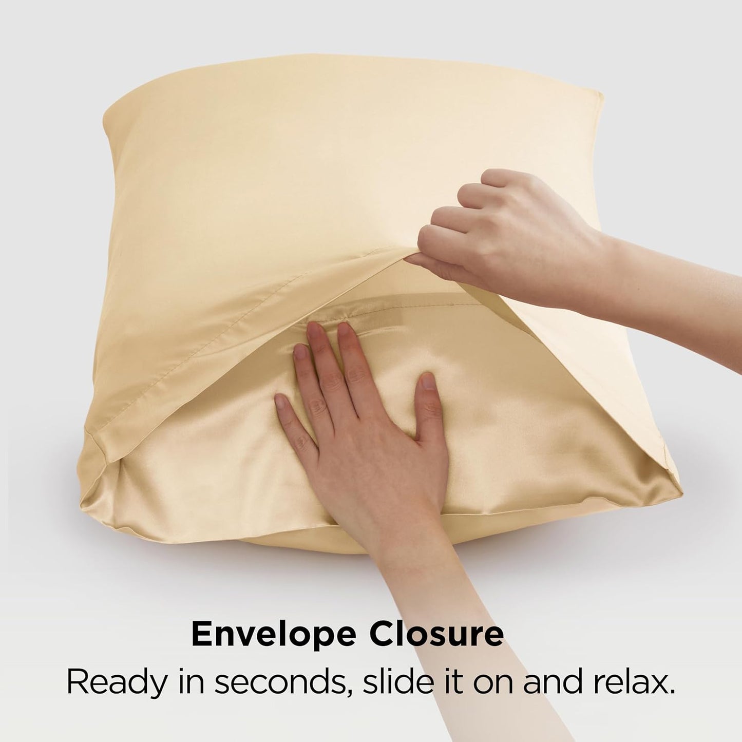 Bedsure Satin Pillowcase - Luxurious Silk-Like Feel | Standard Size 20x26 Inches, Champagne Gold, 2 Pack
