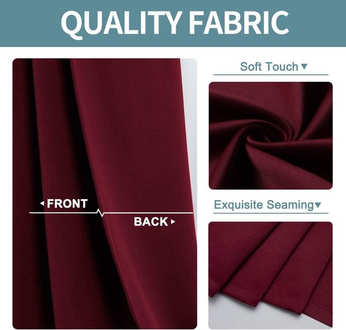 ChrisDowa Grommet Blackout Curtains - Thermal Insulated Room Darkening Panels, Burgundy Red, 38W x 45L