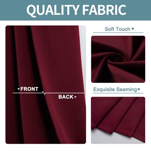 ChrisDowa Blackout Curtains 90 Inches Long 2 Panels Set for Living Room, Grommet Thermal Insulated Room Darkening Curtains for Bedroom (Burgundy Red, 52 x 90 Inch)