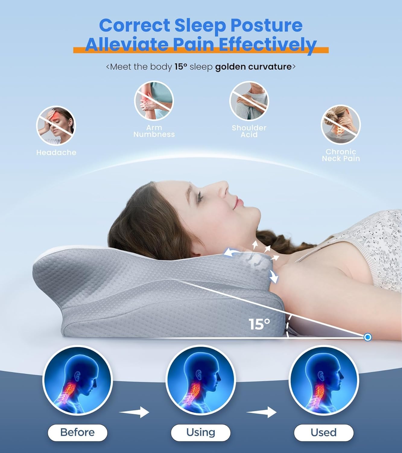 Ultra Pain Relief Cooling Pillow - Ergonomic Neck Support | Adjustable Memory Foam for Cozy Sleep