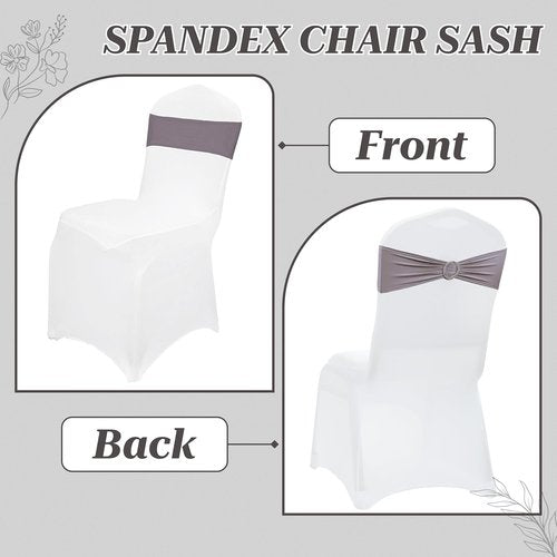 MDS Spandex Chair Sashes - Premium Stretch Covers with Buckle Slider | Universal Fit for Weddings & Events - Silver Gray