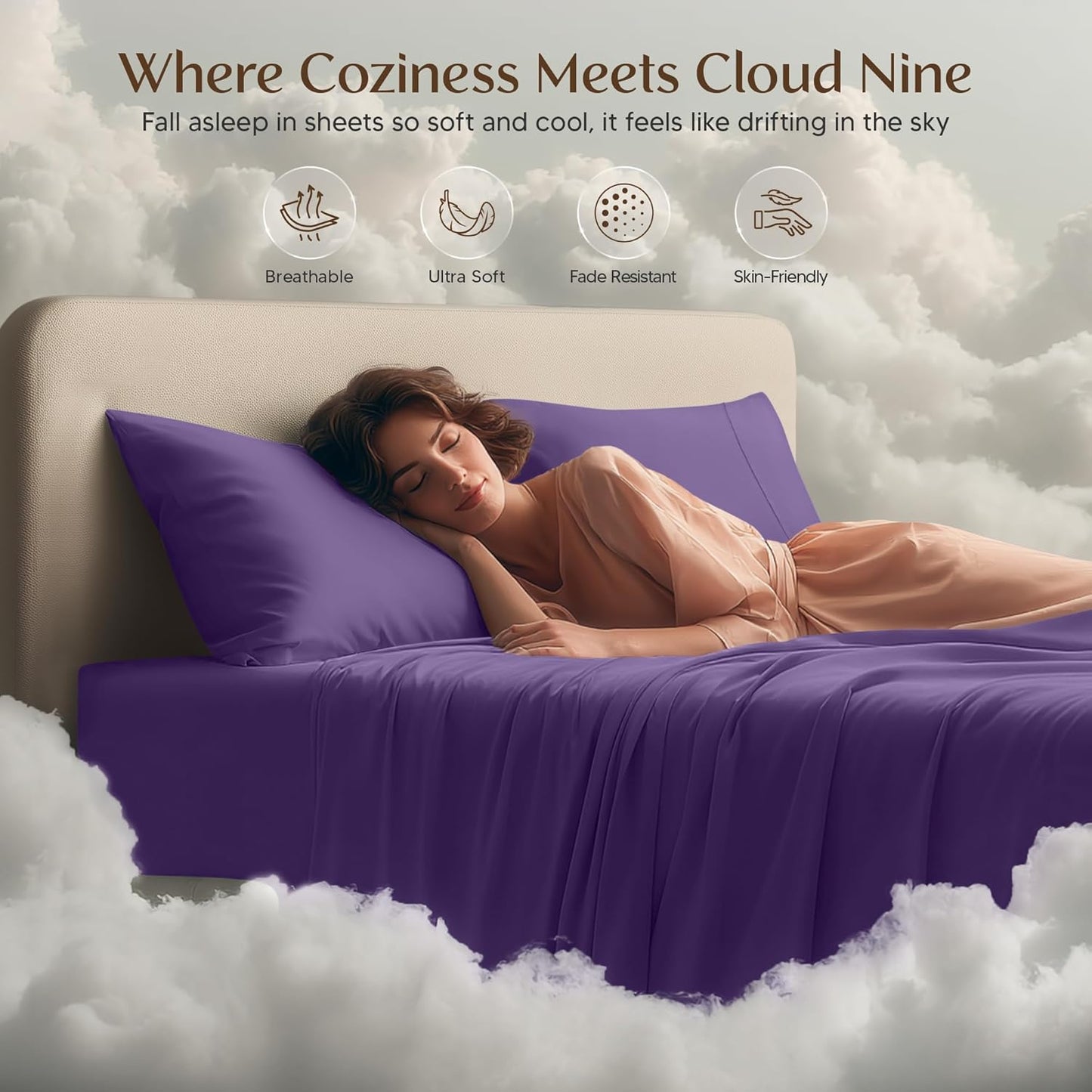 Utopia Bedding Twin Sheet Set - Soft, Breathable Microfiber, 3-Piece Bed Sheets in Eggplant