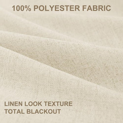 100% Blackout Shield Polyester Blackout Curtains for Bedroom 108 Inches Long, Back Tab/Rod Pocket Living Room Drapes, Thermal Insulated Blackout Curtains 2 Panels Set, 50" W x 108" L, Light Cream
