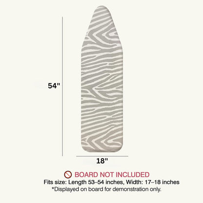 UniSimp Ironing Board Cover and Pad 18"x54" Extra Thick Natural Cotton, Scorch and Stain Resistant Iron Board Cover, Extra Large Iron Board Cover with Fasteners Heavy Duty Heatproof Elastic Edge Zebra