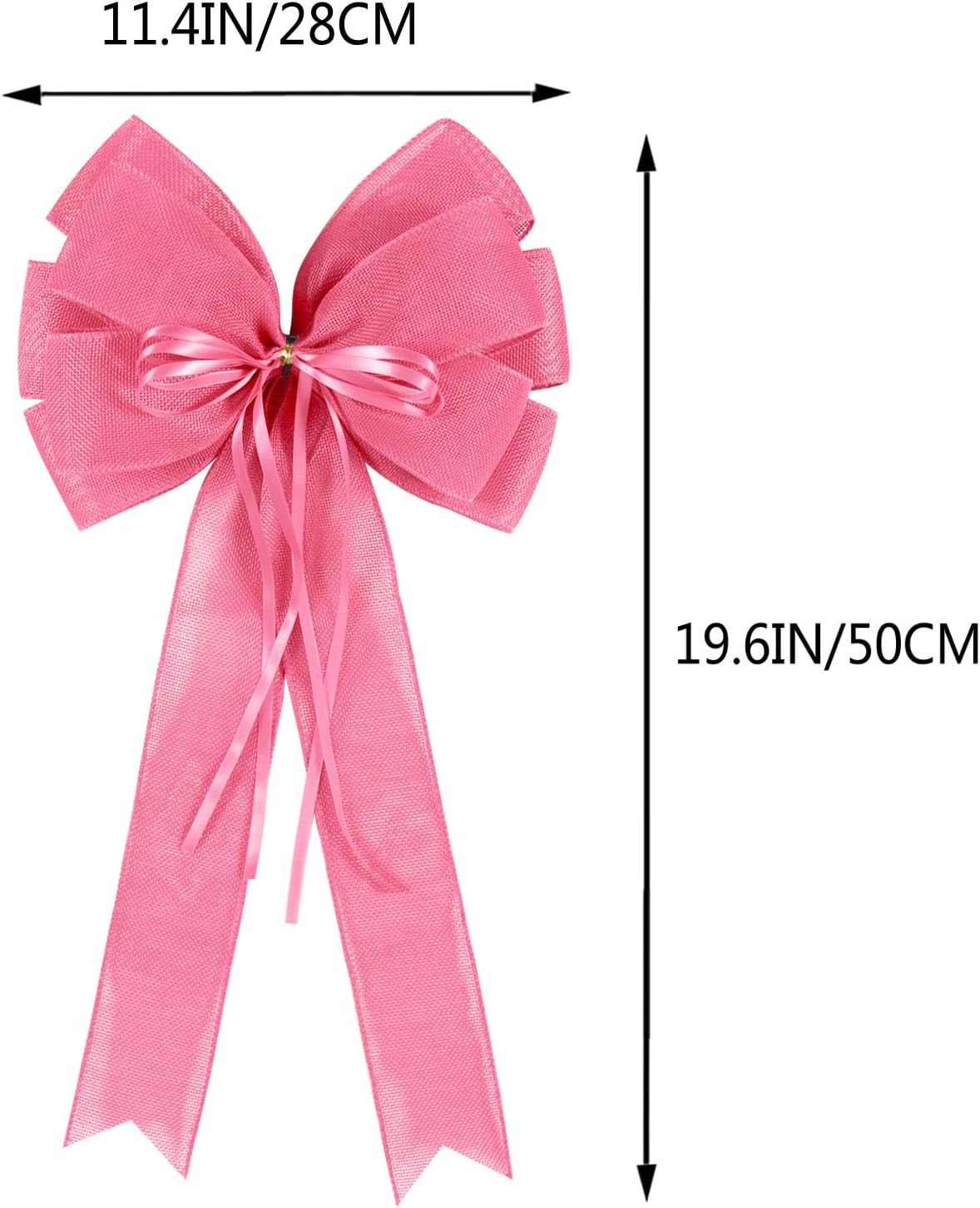 Skiennix Large Pink Easter Wreath Bows - Spring Tree Topper Decor with Burlap & Glitter | 2 Pcs Set