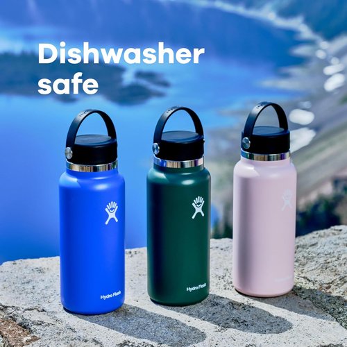 Hydro Flask Water Bottle - Insulated Stainless Steel - Wide Mouth Flex Lid, Non Spill, Leakproof and Refillable in 32 Oz