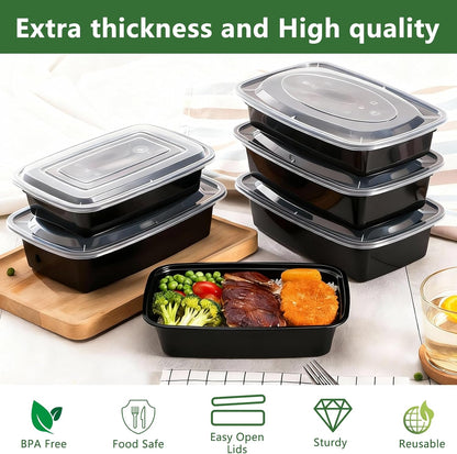 Qewro 10-Pack 35oz Meal Prep Containers - Disposable Food Storage with Lids | Microwave & Dishwasher Safe