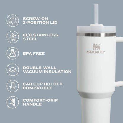 STANLEY Quencher H2.0 Tumbler - 64 oz Insulated Stainless Steel Cup with Handle & Straw | Cream 2.0