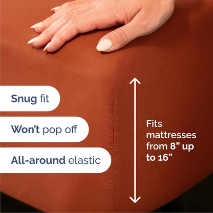 Queen Size 4-Piece Sheet Set | Skiennix Comfy Cooling Bed Sheets - Luxury Hotel Quality - Deep Pockets, Soft & Wrinkle-Free - Terracotta