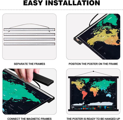 Benjia Magnetic Light Wood Poster Frame - 8x10, 8x12, 8x18 Sizes | Perfect for Canvas Art & Photos