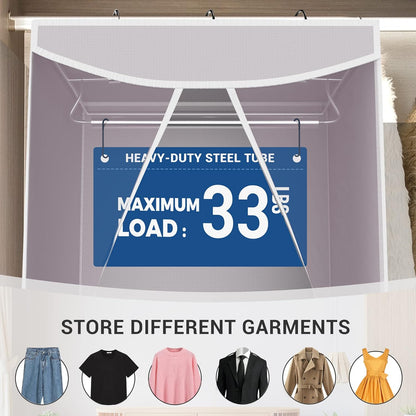Storage Maniac Hanging Garment Bags - 2-Pack Long Clear Covers for Dresses & Suits | Grey