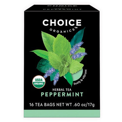 Choice Organics - Organic Peppermint Tea (6 Pack) - Compostable - Caffeine Free - 96 Organic Herbal Tea Bags