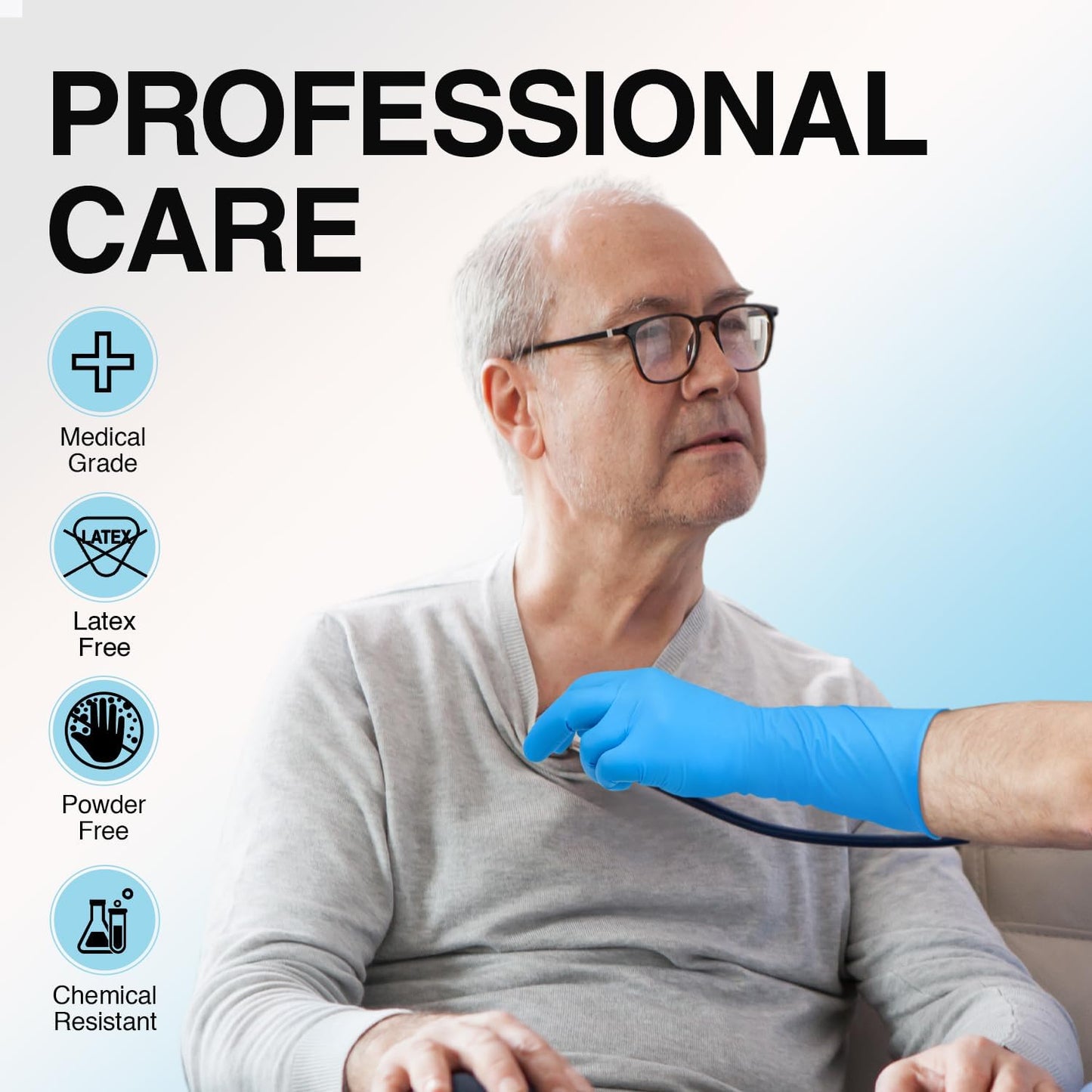 Schneider Nitrile Exam Gloves - Extended 12-Inch Cuff, Medium, 4 Mil, 50-Count | Latex-Free, Powder-Free, Blue