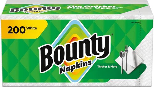 Bounty Paper Napkins - White, 200 Count | Ultra-Absorbent and Durable for Everyday Use