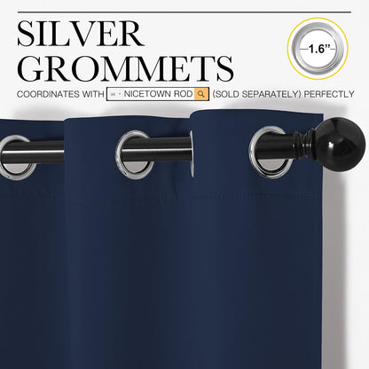 NICETOWN Long Window Drapes - Grommet Top Curtains for Living Room & Guest Room | Navy, 42" x 90", 2 Pieces