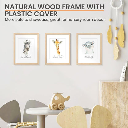 Upsimples 11x14 Picture Frame - Natural Solid Wood Frame for 8x10 or 11x14 Photos | Vertical/Horizontal Display