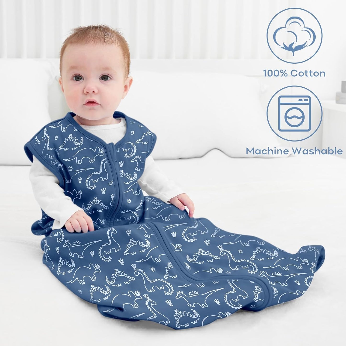 Yoofoss Baby Sleep Sack - 100% Organic Cotton Wearable Blanket | 2-Way Zipper, 0.5 TOG, 3 Pack (0-6 Months)