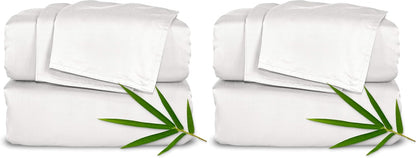 Pure Bamboo King Sheets - 100% Organic Viscose Bed Sheet Set, Soft & Cooling | King Size, White (Pack of 2)