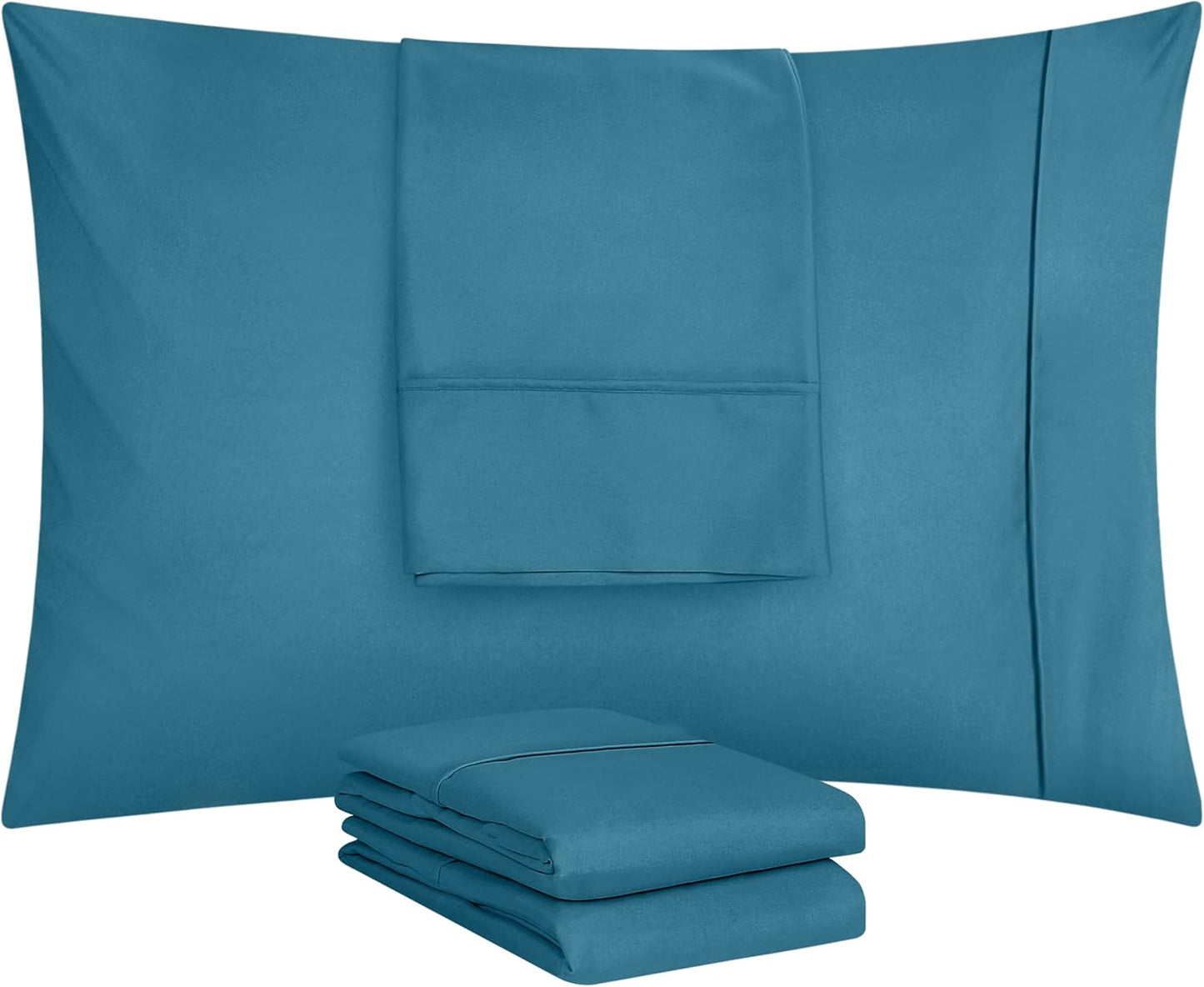 Utopia Bedding King Pillow Cases - Soft Brushed Microfiber - 4 Pack, Fade Resistant, 20 X 40 Inches | Denim Blue