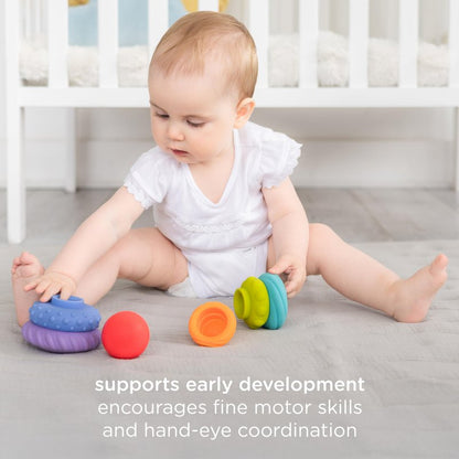 Ubbi Baby Teether Totter, Multi-Textured Food-Grade Silicone Teething Toy, 6 Piece Set, Early Development Toy