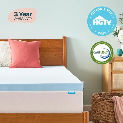 Linenspa Memory Foam Mattress Topper - 3 Inch Gel-Infused Twin Size - Plush, Cooling & Pressure Relieving