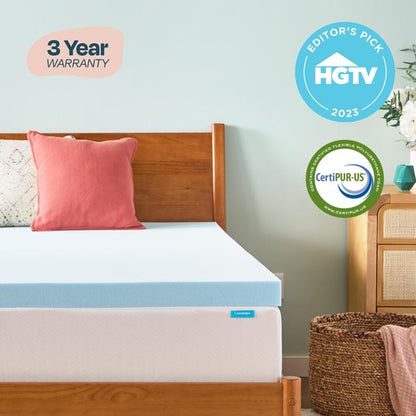 Linenspa Memory Foam Mattress Topper, Twin XL Size - 3 Inch Gel Infused Memory Foam - Plush Feel - Cooling and Pressure Relieving - CertiPUR Certified - Dorm Room Essentials