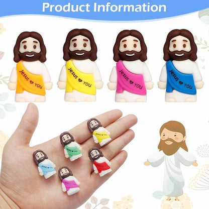 Little Jesus Figures - 80PCS Mini Jesus Figurines in 10 Colors | Perfect for Easter Egg Stuffers & Religious Gifts