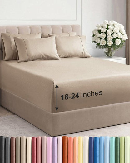 Extra Deep King Sheet Set - 6 Piece Breathable and Cooling Sheets - Hotel Luxury Bedding for Women, Men, Kids & Teens - Easy & Secure Fit - Soft, Wrinkle Free and Comfy - Extra Deep Pockets - Cream