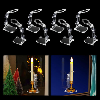 Skiennix Electric Window Candle Holders - 8 Pcs Clear Plastic with Strong Suction Cups for LED Candles