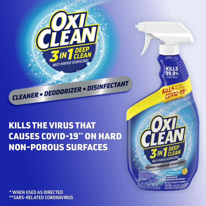 OxiClean 3-in-1 Deep Clean Multi-Purpose Disinfectant, 30 oz