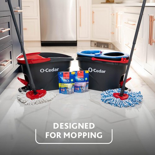 O-Cedar EasyWring RinseClean Microfiber Spin Mop & Bucket Floor Cleaning System with 1 Extra Refill with Citrus and Lavender Pacs (Variety Pack)