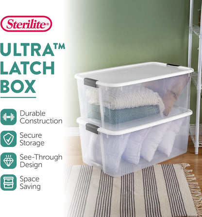 Sterilite 12-Pack Ultra Latching Storage Bins - Clear Plastic, 116 Quart Heavy-Duty Organizing Containers