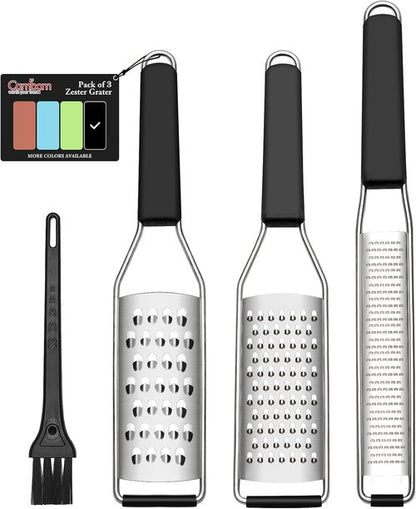 Cambom Lemon Zester Grater Set - Heavy-Duty Kitchen Tool for Cheese, Ginger, Garlic & More | Stainless Steel, Dishwasher Safe