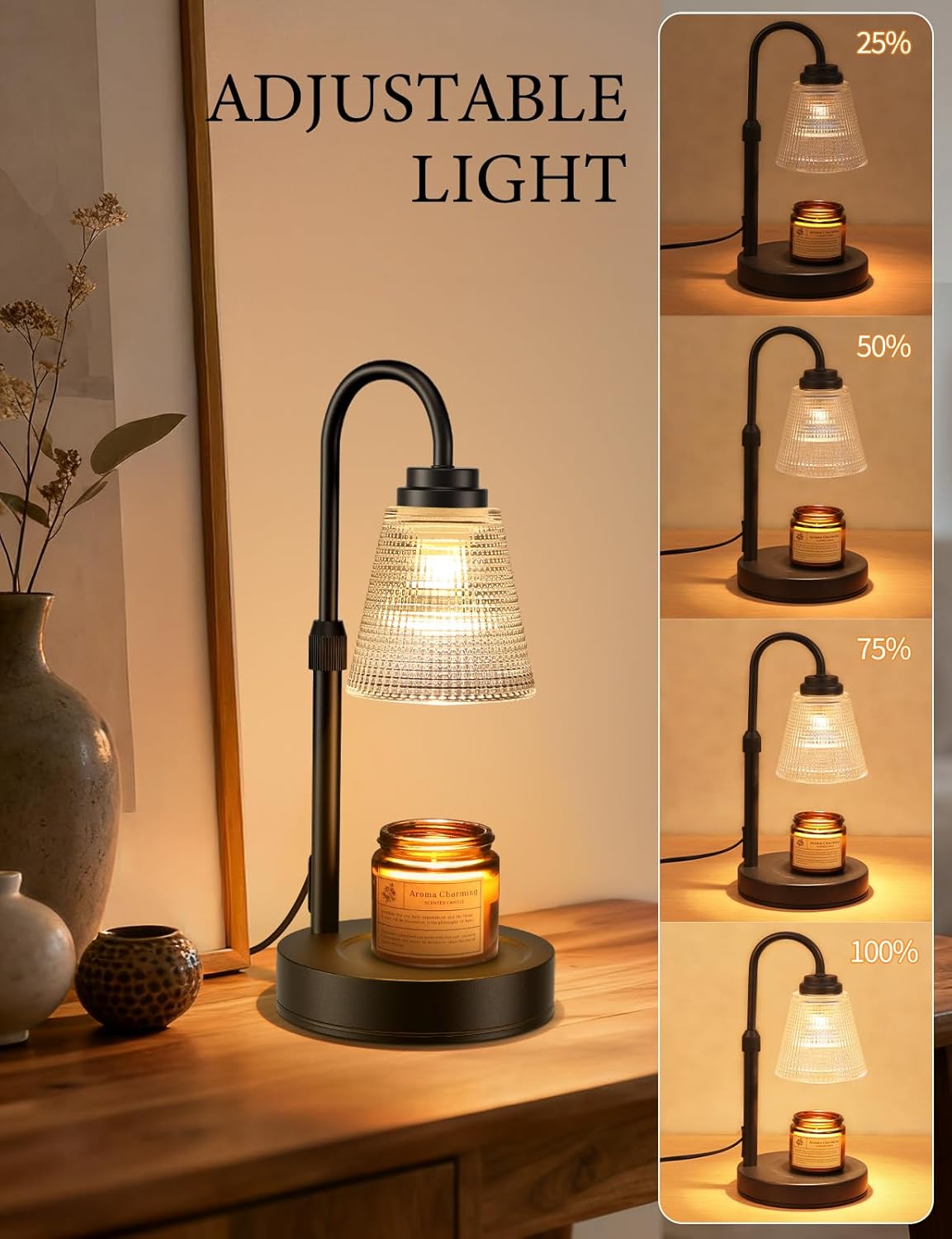 Skiennix Candle Warmer Lamp - Dimmable Timer & Adjustable Height for Jar Candles | Perfect Home Decor Gift