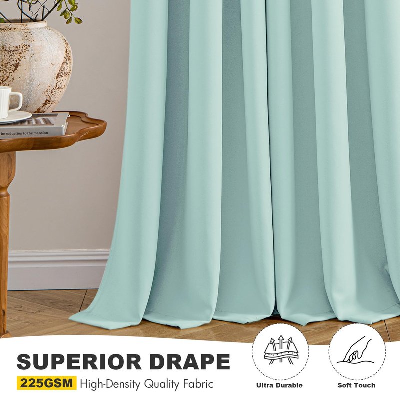 MIULEE Aqua Blackout Curtains for Bedroom Living Room 45 Inches Long 2 Panels, Thermal Insulated Room Darkening Drapes Solid Grommet Noise Reduction Light Blocking Window Treatments 40x45 Inch