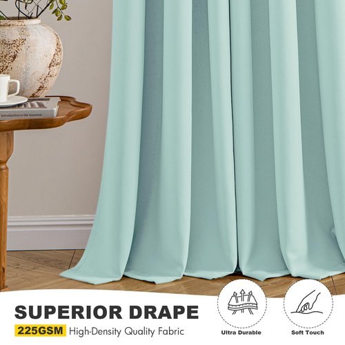 MIULEE Aqua Blackout Curtains for Bedroom Living Room 63 Inches Long 2 Panels, Thermal Insulated Room Darkening Drapes Solid Grommet Noise Reduction Light Blocking Window Treatments 40x63 Inch