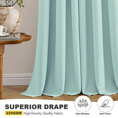 MIULEE Aqua Blackout Curtains for Bedroom Living Room 63 Inches Long 2 Panels, Thermal Insulated Room Darkening Drapes Solid Grommet Noise Reduction Light Blocking Window Treatments 40x63 Inch