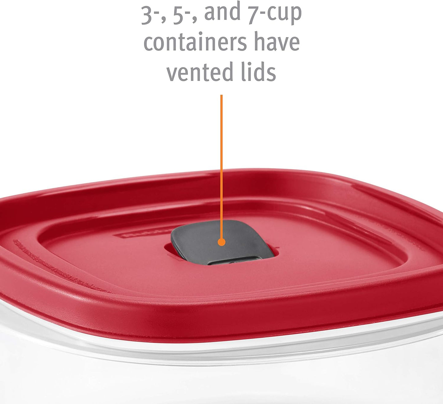 Rubbermaid Easy Find Food Storage Containers - 7-Cup Capacity with Vented Lid - Red
