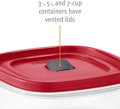 Rubbermaid EasyFindLids Food Storage Containers - 3-Pack, BPA-Free, Microwave & Dishwasher Safe, Racer Red