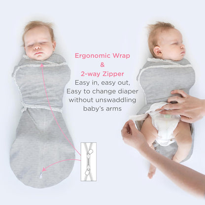SwaddleDesigns 6-Way Omni Swaddle Sack - Arms Up Design for Newborns | Enhances Sleep, 12-18 lbs, Heathered Peach Blush