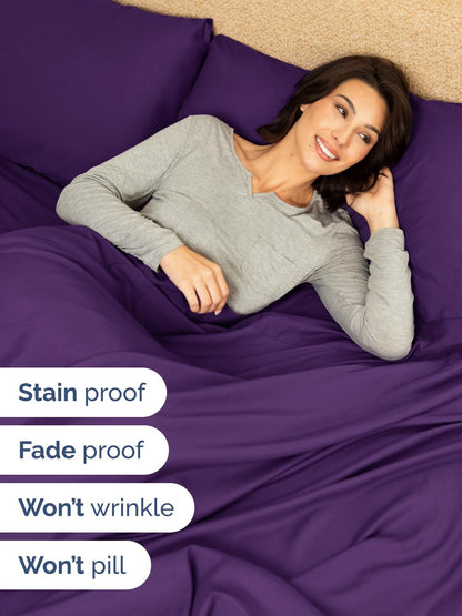 Skiennix Extra Deep Twin XL Sheet Set - 4 Piece Breathable Cooling Sheets - Luxury Hotel Quality - Soft Wrinkle-Free Purple