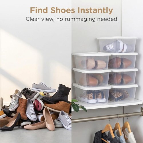 20-Pack Clear Plastic Storage Containers by [Brand Name] - 6-Quart Stackable Organizers for Home & Office