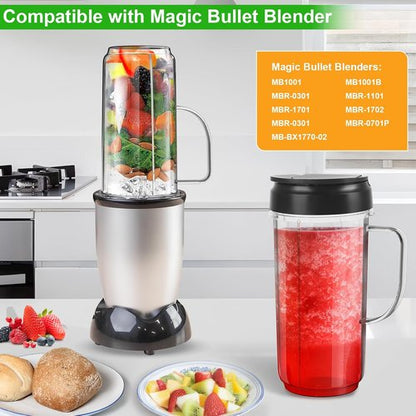 Magic Bullet Blender Cups - 22oz Tall Replacement Cups with Flip Top To-Go Lid | 2 Pack